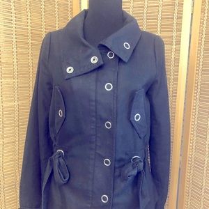 H&M Black jacket with zip front and grommet accents size 6